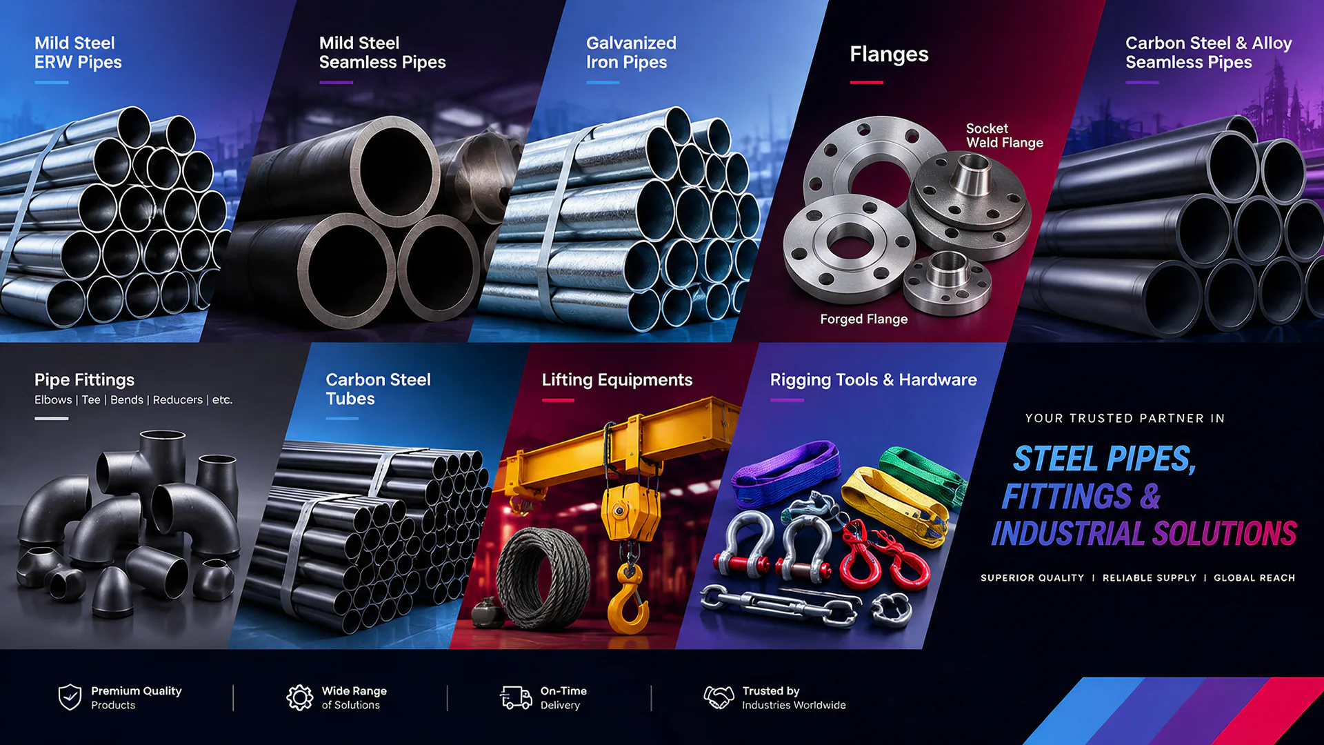 Welcome banner of collage of all products supplied